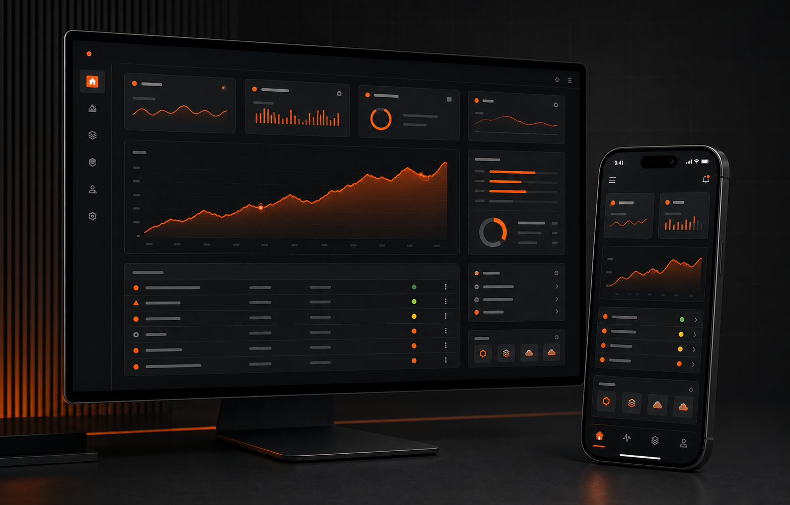 SabFabDev High-End-Dashboard auf Desktop und iPhone